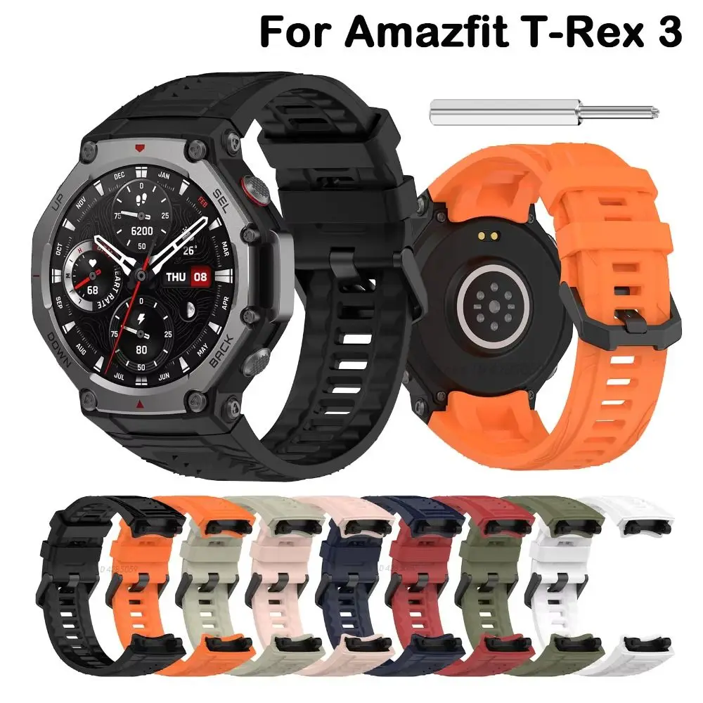 New Replacement Watch Strap Silicone With Tool Smartwatch Band Bracelet for Amazfit T-Rex 3