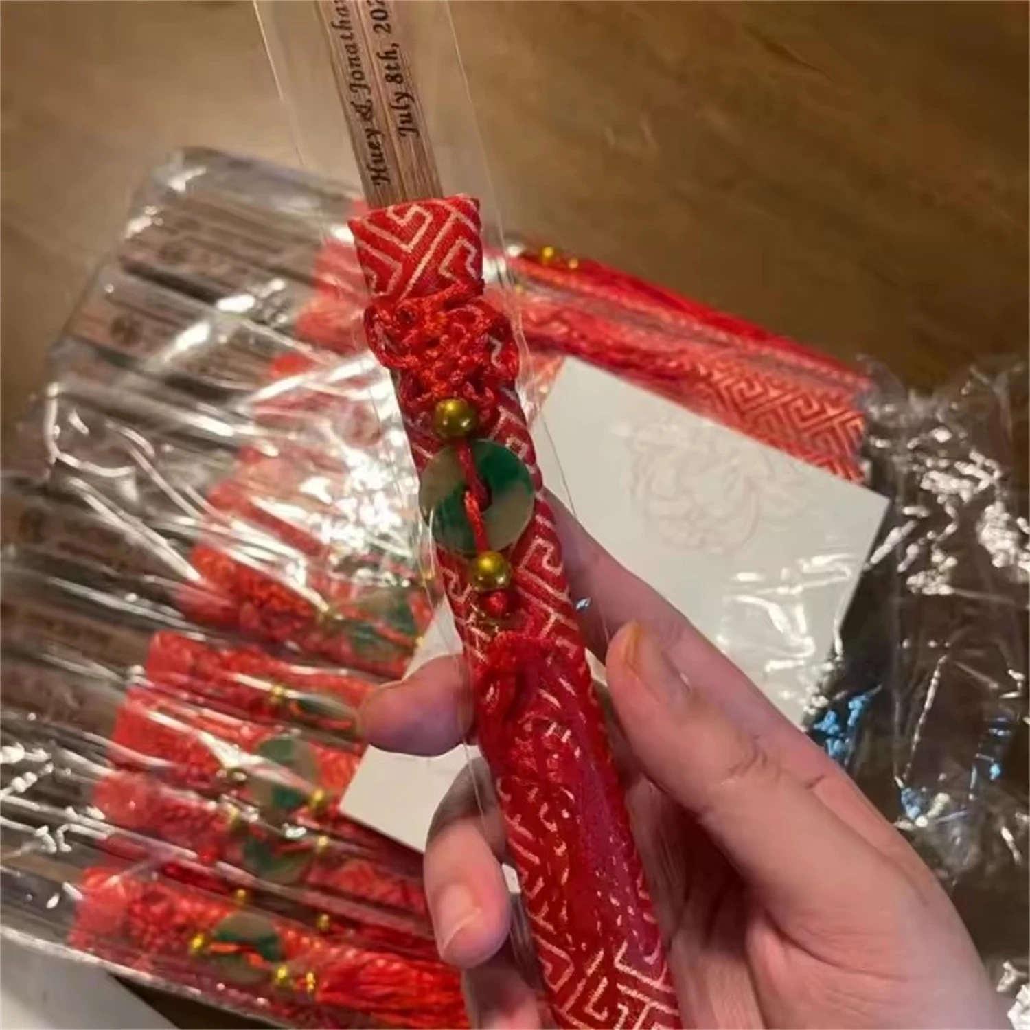 Personalized Chopsticks with Silk Pouch | Engraved Chopsticks | Chinese Wedding Favors | Custom Chopsticks Gifts | Wedding Party - view 3