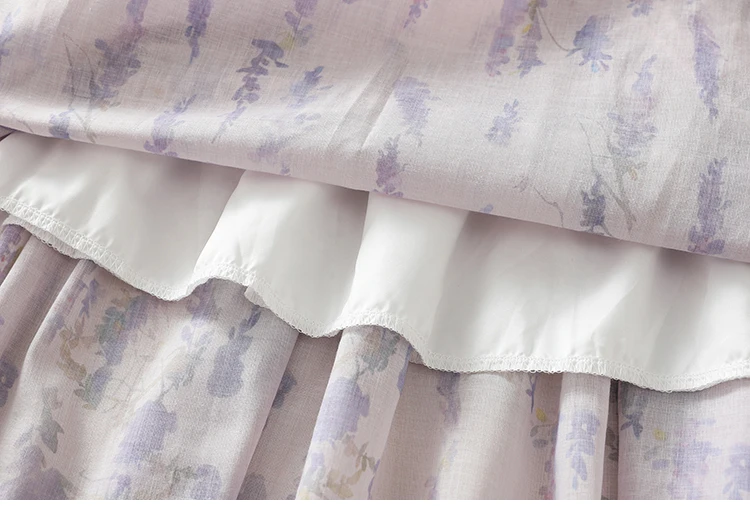 الربيع الصيف الأزهار طباعة المتدرج الأرجواني القطن التنانير النسائية مرونة عالية الخصر ألف خط ميدي تنورة طويلة عطلة الشاطئ بوهو تنورة