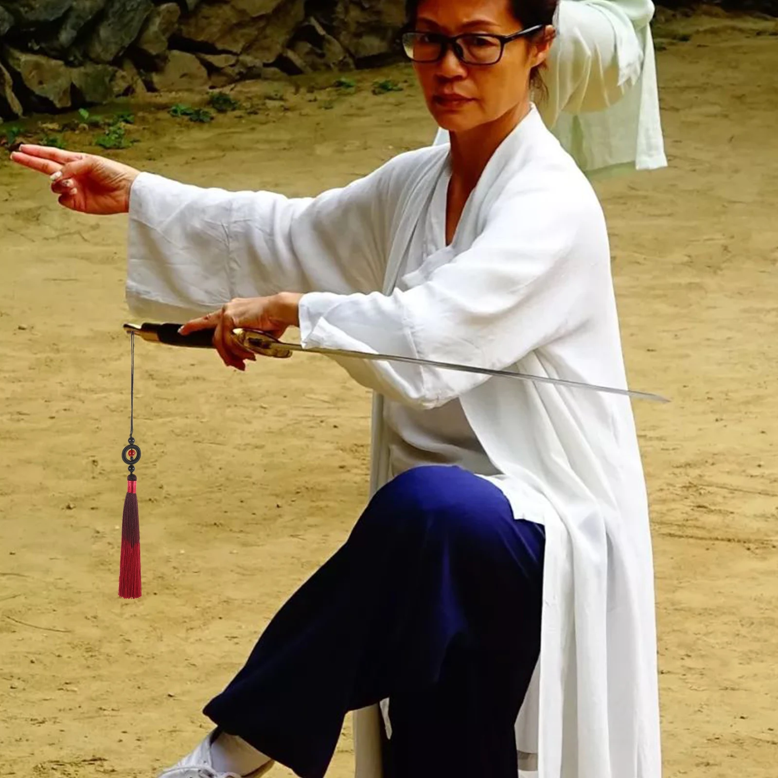 

Traditional Tassel Chinese Style Hanging Decoration Vibrant Polyester Taichi Accessory Martial Arts Tail