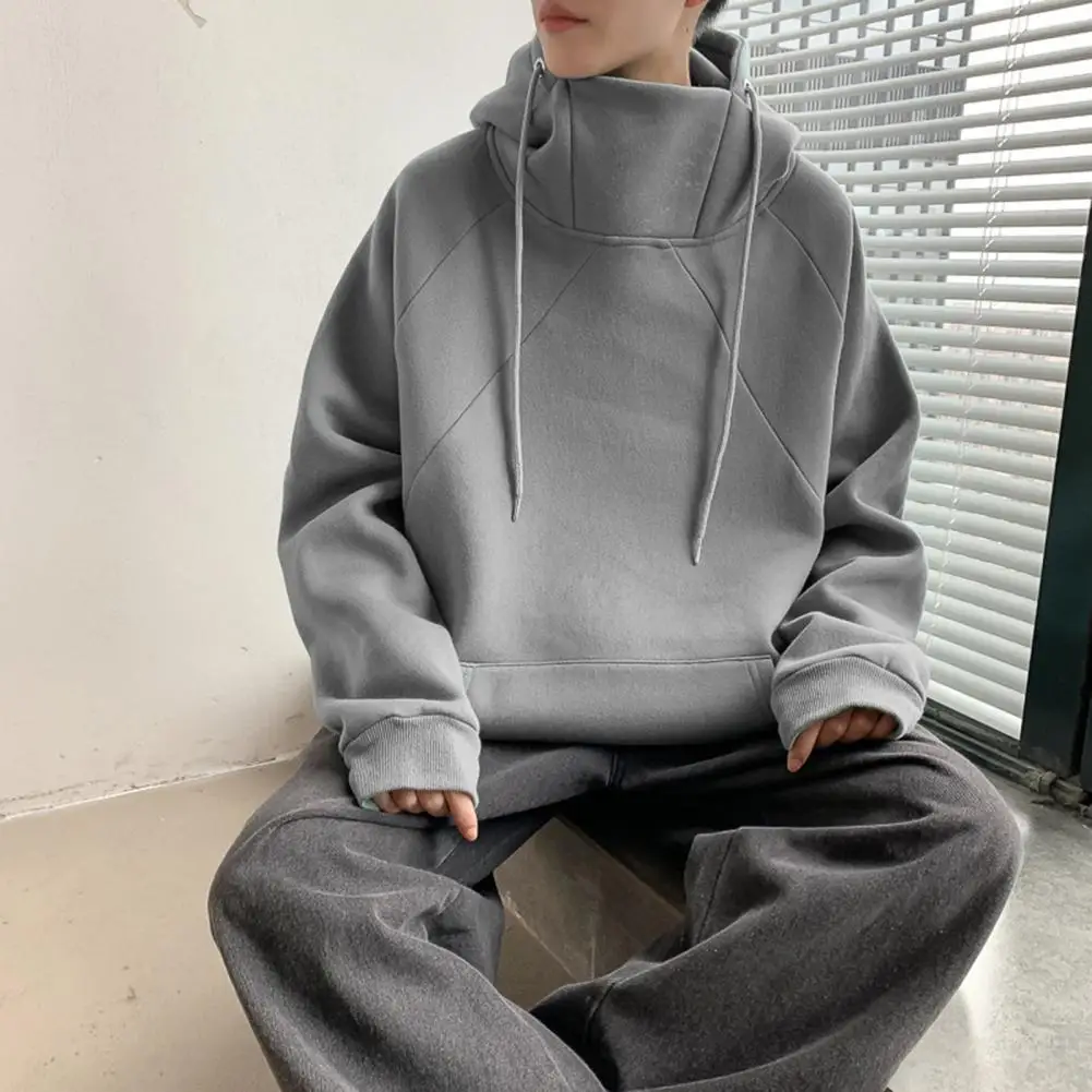 

Autumn Streetwear Turtleneck Hoodies For Men Hip Hop Fashion Sweatshirts Vintage Fleece Hoody Loose Casual Hooded Pullover