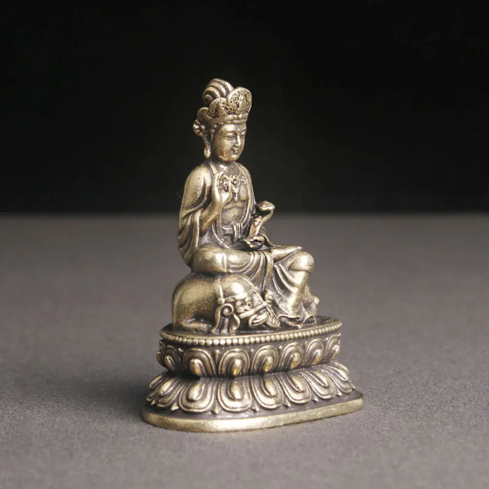 

Brass Buddha Statue Decorative Bodhisattva Figure Home Office Meditation Decor Retro Idolnaments Domestic Brass Decor