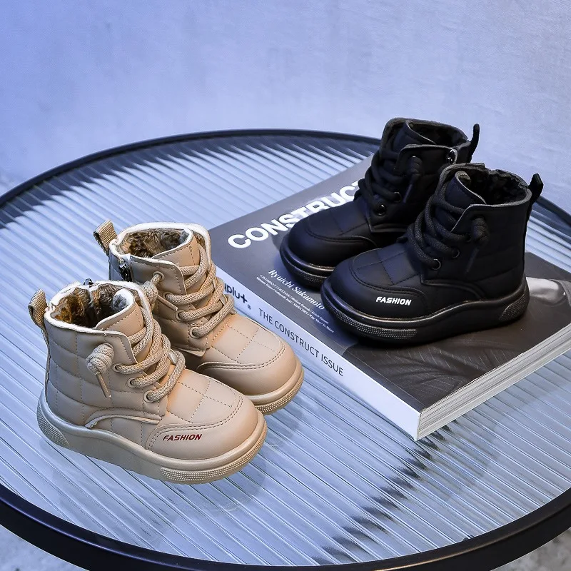 

Детские зимние сапоги 2025 года, новые зимние бархатные теплые ботинки для девочек, повседневные нескользящие мужские и женские универсальные хлопковые ботинки с мягкой подошвой