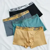 5pcs men's underwear men's plus size mid waist HELLO letter breathable and comfortable cotton youth boxer sports youth sexy men