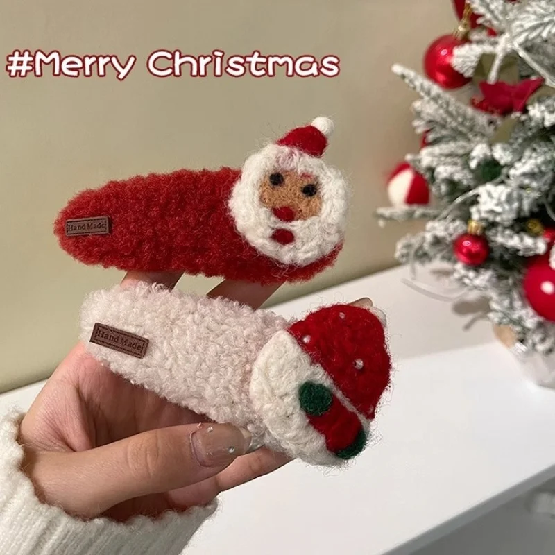 

Christmas Plush Hair Clip Set: Santa Claus & Santa Hat Hair Clips, Soft Plush Hair Clip, Sweet Cute Festive Atmosphere Accessary