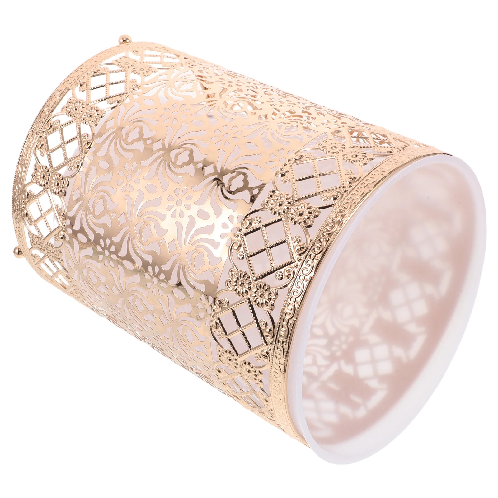 

Light Luxury Trash Can Modern Wrought Iron Metal Garbage Bin For Bedroom Bathroom Kitchen Office Household Waste Basket