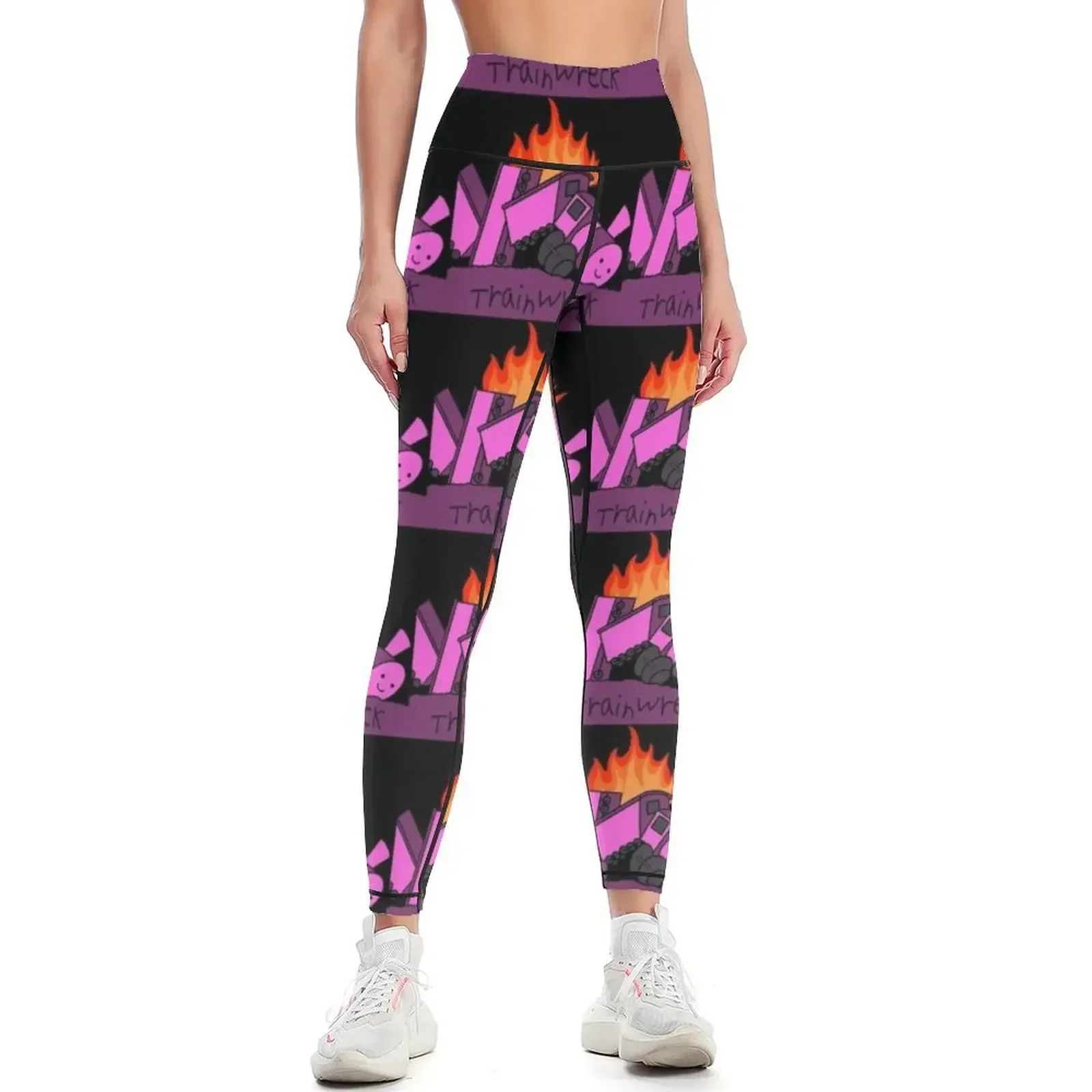 

Trainwreck Pink Leggings leggins push up woman sports shirts gym gym's sportswear Women's pants Womens Leggings