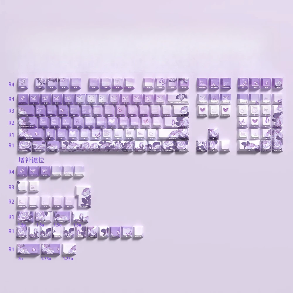 

Клавиатура с изображением фиолетовой теневой розы, PBT, оригинальная адаптация световой передачи с боковой гравировкой, 75/87made, 68ND63, клавиатура с магнитной осью