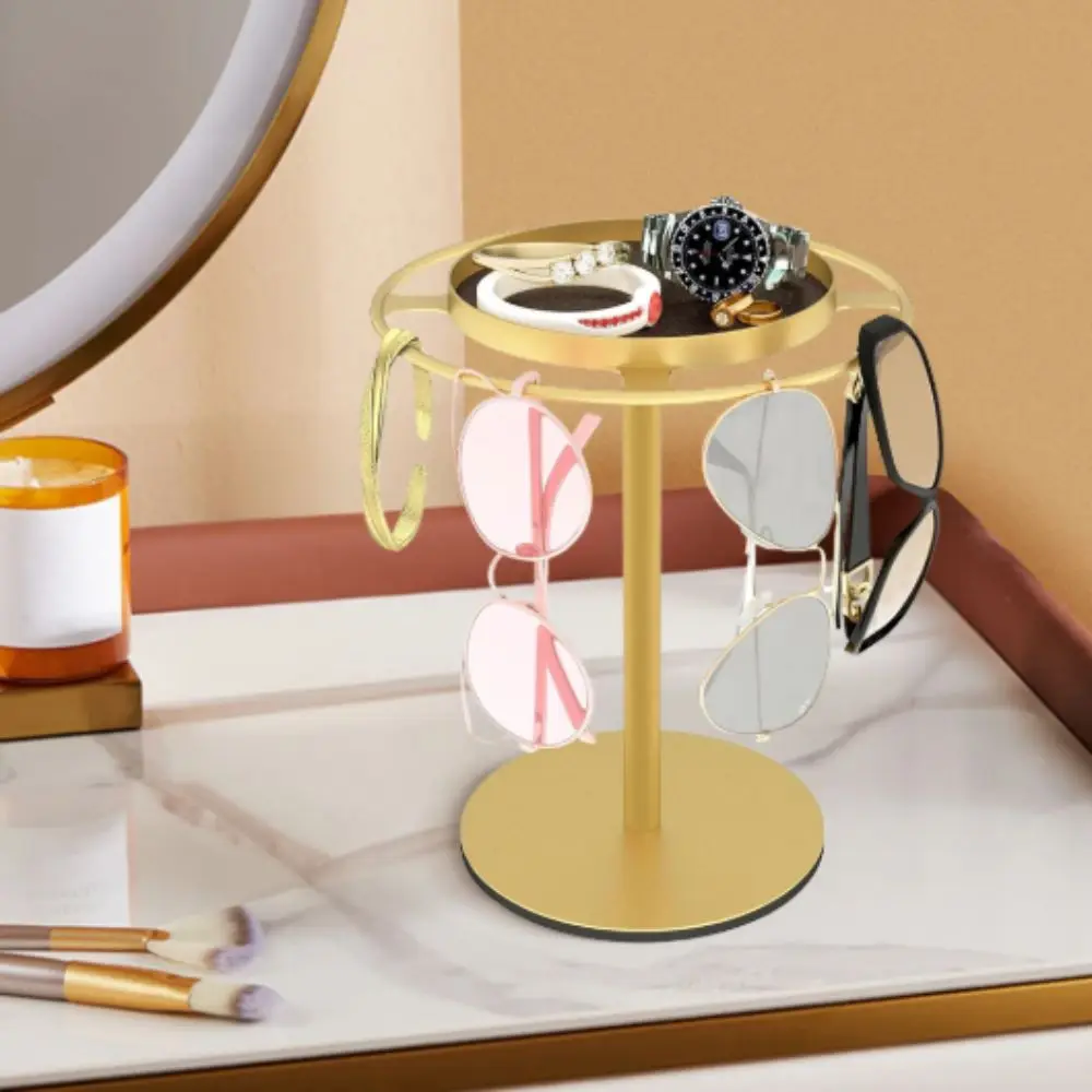 

Metal Organizers Sunglasses Rack Stainless Steel Removable Tray Glasses Stand Multiple Storage 360° Rotating