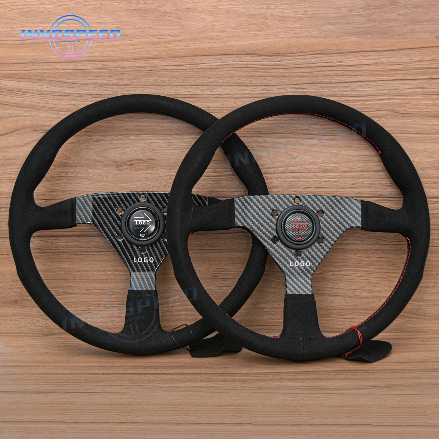 JDM 14Inch Montecarlo Sport Steering Wheel Car Rally Racing Suede Leather Steering Wheel Carbon Spoke For VW HONDA TOYOTA BMW