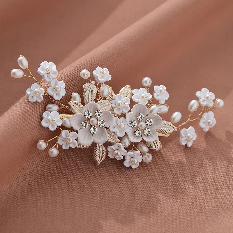 Classic Handmade Rhinestones Pearls Flower Hair Clips Bridal Wedding Hair Jewelry Accessories Bridesmaid Tiara   Headpieces image 5