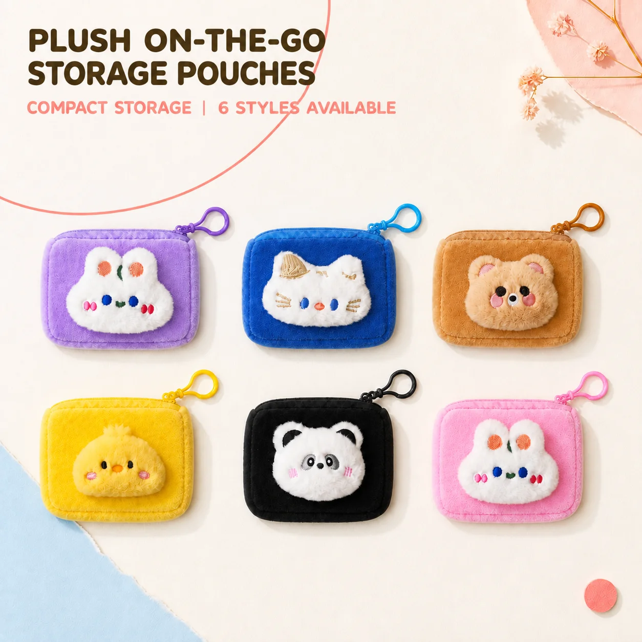 Plush Storage Pouch Portable Key Pouch Small Accessories Pouch Soft For Earphones Luggage Cards