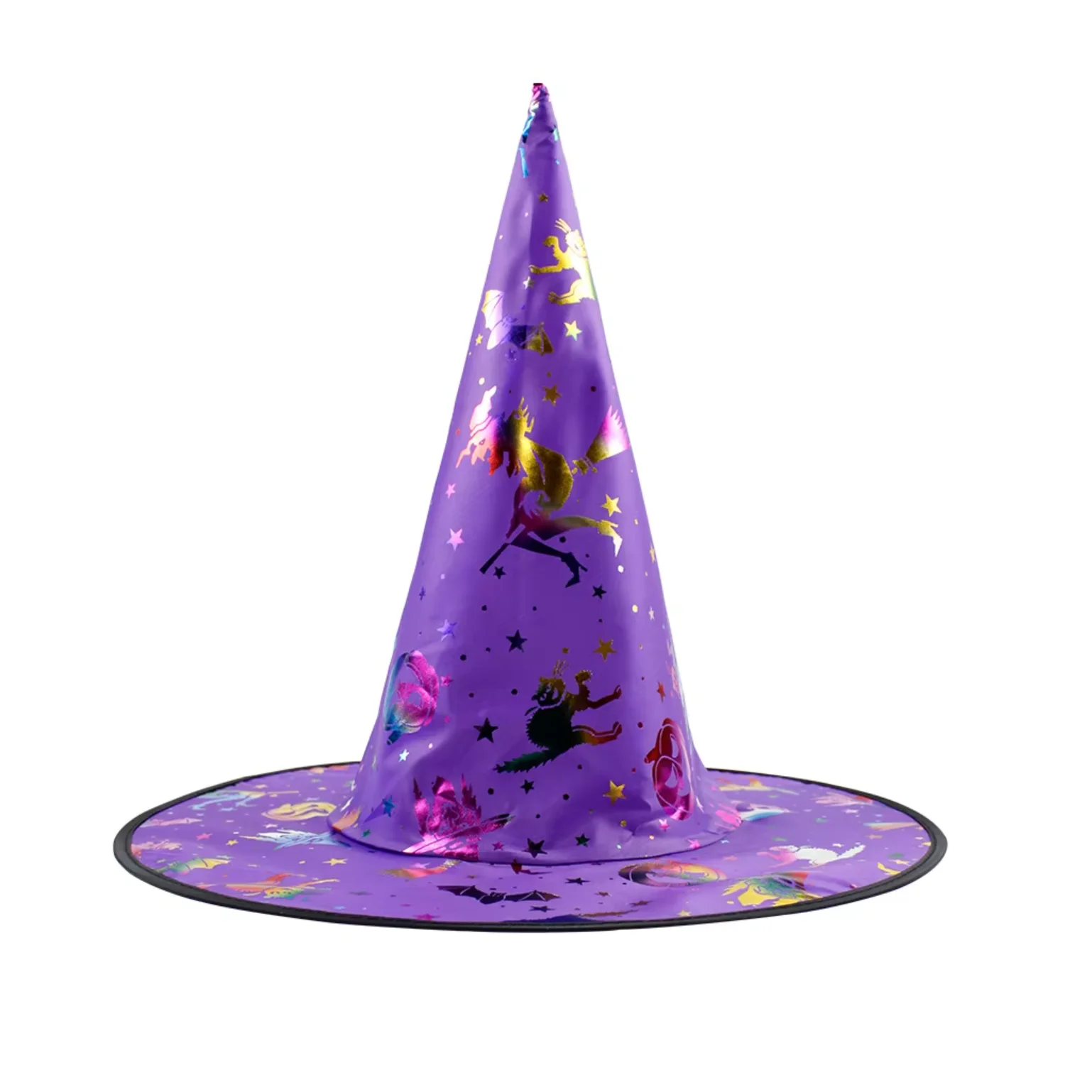 Witch Wizard Halloween Hat Golden Pentagram Colorful Halloween Party Hat Cosplay Halloween Costume for Decoration