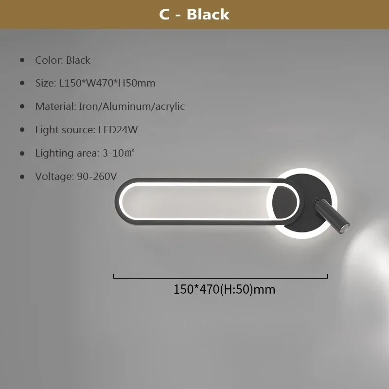 DAMIASMIL Moderne LED-Wandleuchte für Wohnzimmer, Schlafzimmer, Nachttisch, Arbeitszimmer, Treppe, Gang, minimalistische kreative Wandleuchte, Heimdekoration, Glanz 8