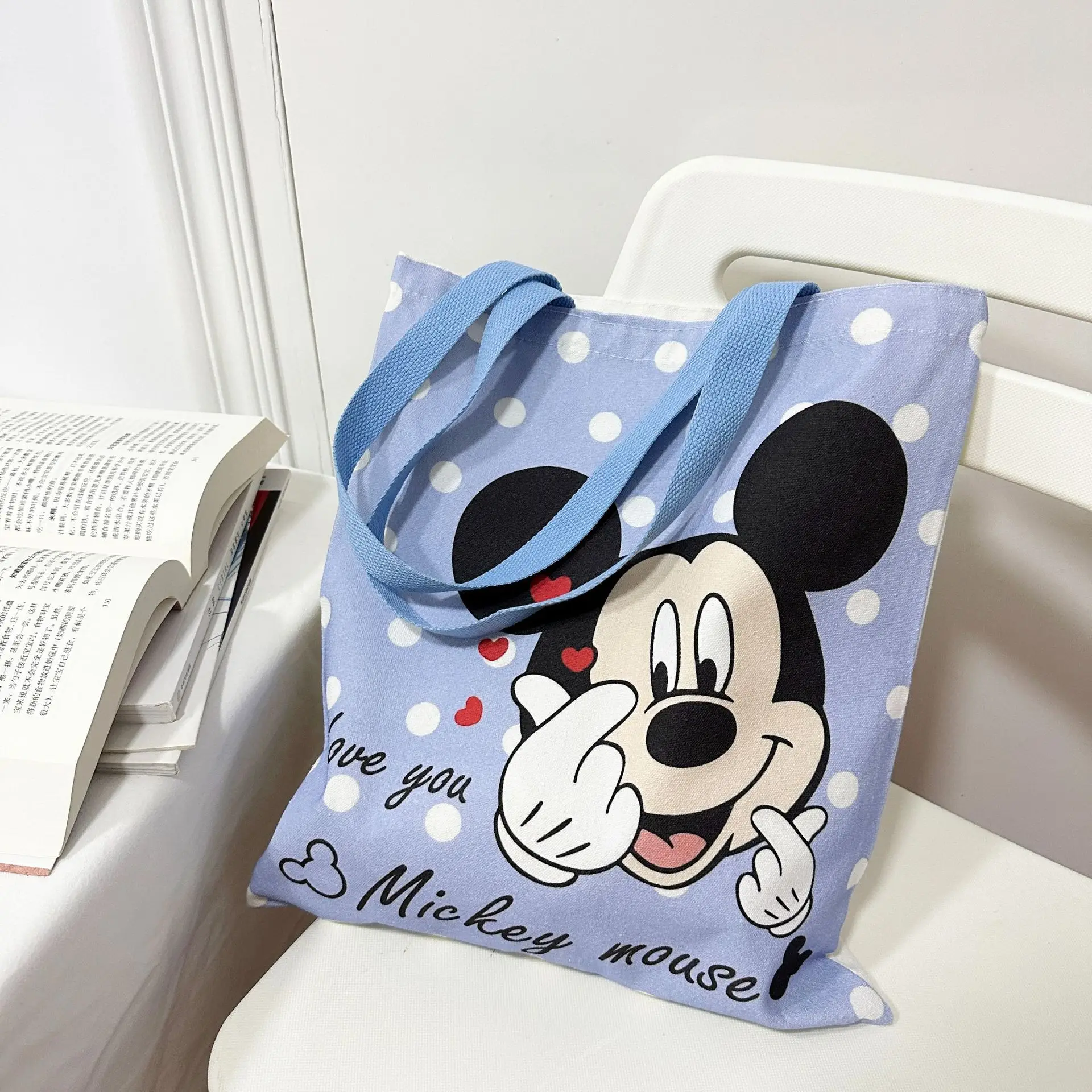 New Disney Mickey Mouse Mouse Large Capacity Handbags Tote Bag Disney Cartoon Pattern Fashion Canvas Handbag for Women Gift