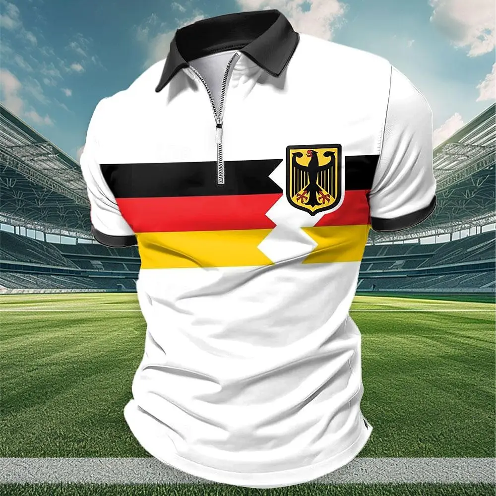 German Flag Print Polo Shirt For Men 3d Print Short Sleeve T-Shirt Street Fashion Man Clothing Loose Oversized Golf Sport Shirts