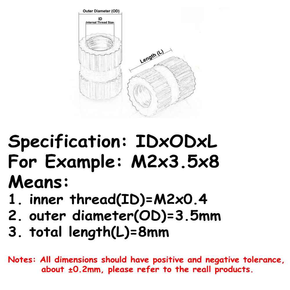 4#6#8#10# 1/4 UNC UNF Brass Knurled Insert Nut Through Hole Hot Melt Embedded Nutsert Injection Molding Fastener