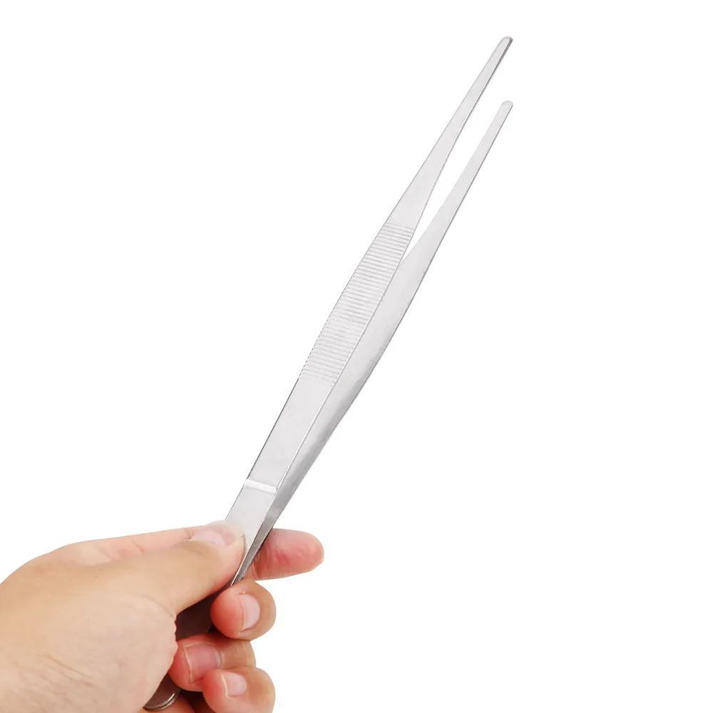 Home Medical Garden Kitchen BBQ Tool Long Barbecue Food Tong Stainless Steel Straight Tweezer 20CM/30CM Toothed Tweezer