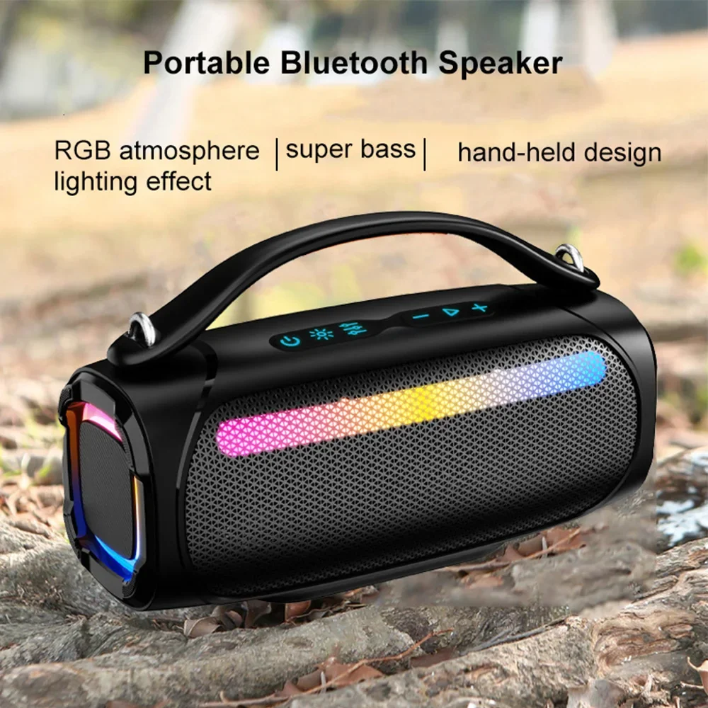 60W Portable Bluetooth Speaker IP65 Waterproof Soundbox with Rgb Colorful Light and Shadow Rhythm Stereo HIFI Wireless Subwoofer