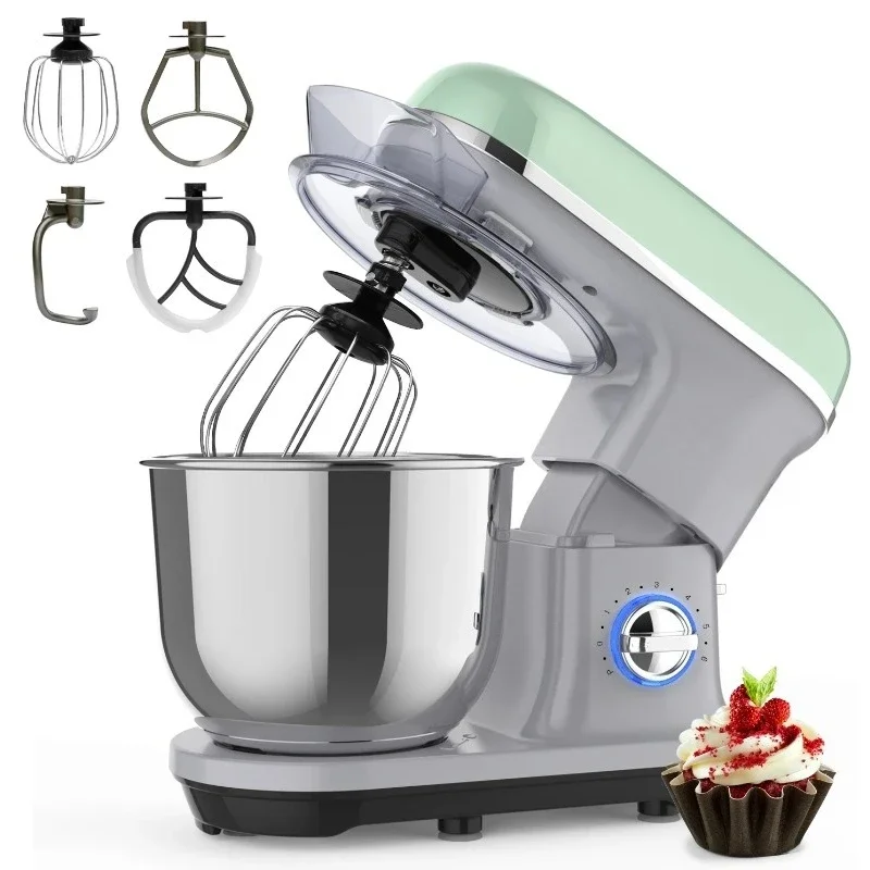 5L 1500W Electric Vertical Mixer Kitchen Tilt Head Cake Food Mixer with 6-Speed Durable Plastic Case and Pop Button