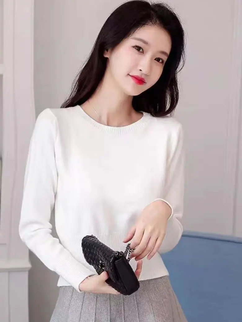 ارتفاع الخصر ort محبوك سترة المرأة جولة Ne البلوز الحلو Sle سليم صالح قطعتين مجموعة الخريف الشتاء وصول جديد