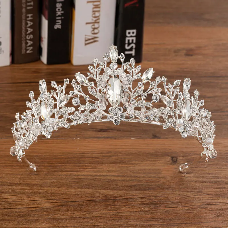 KMVEXO Gorgeous Crystal Bridal Jewelry Sets for Women Fashion Tiaras Earrings Necklace Crown Bride Wedding Dubai Jewelry Set