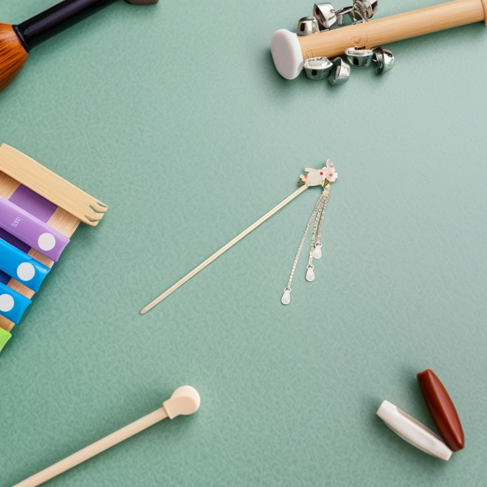 

Cute Rabbit Stick For Girls Traditional Chinese Tassel Hairpin Simple Ancient Style Hanfu Accessories Alloy Dangle Tassel