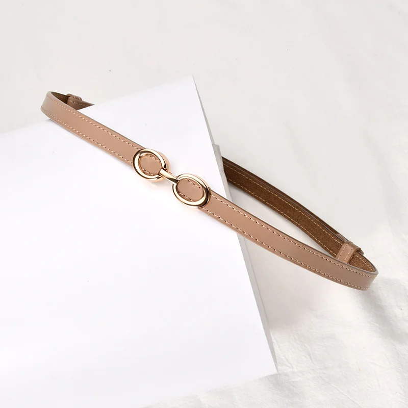 حزام صغير من الجلد الطبيعي للنساء ، حزام رفيع غير رسمي ، فستان يناسب جميع الملابس ، سحب مزدوج ، من من من من من من من الجلد الطبيعي