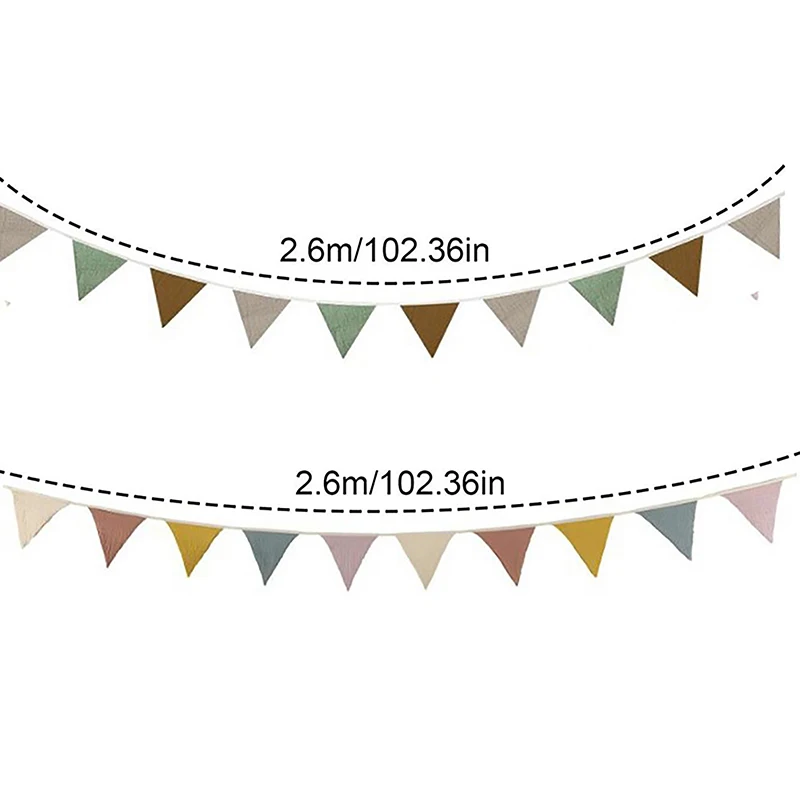 Hang Flag Banner Nursery Bunting Banner Flags Washable Cotton Fabric Triangle Pennant Garlands For Living Room And Bedroom