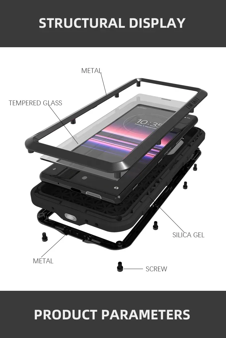 Love Mei 360 Full Cover Protective Waterproof Case For Sony Xperia 5 1 10 Shockproof Aluminum Metal Back Cover For Sony 10+ Case