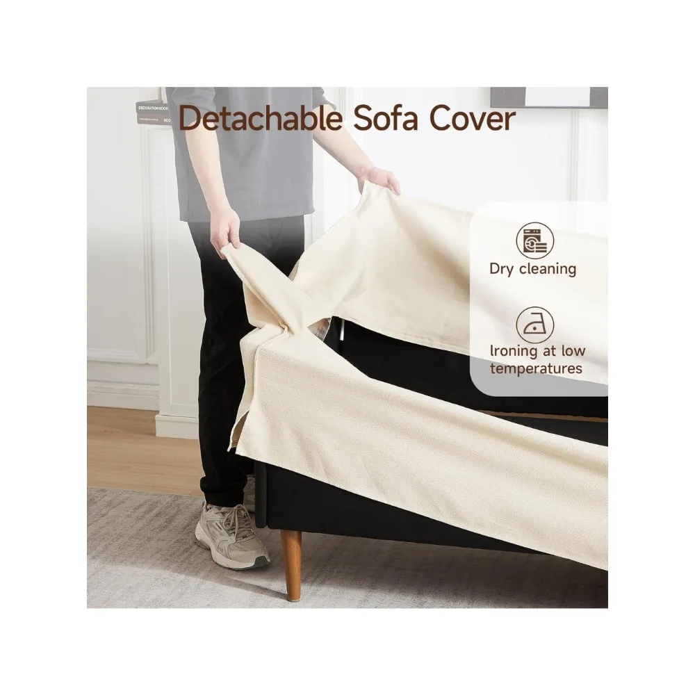 أريكة Sivory صغيرة بمقعدين، أريكة مغطاة مقاس 52 بوصة مع وسادة رمي، إطار معدني قوي، وسادة مقعد واحد، سهلة التجميع، وضعية #5