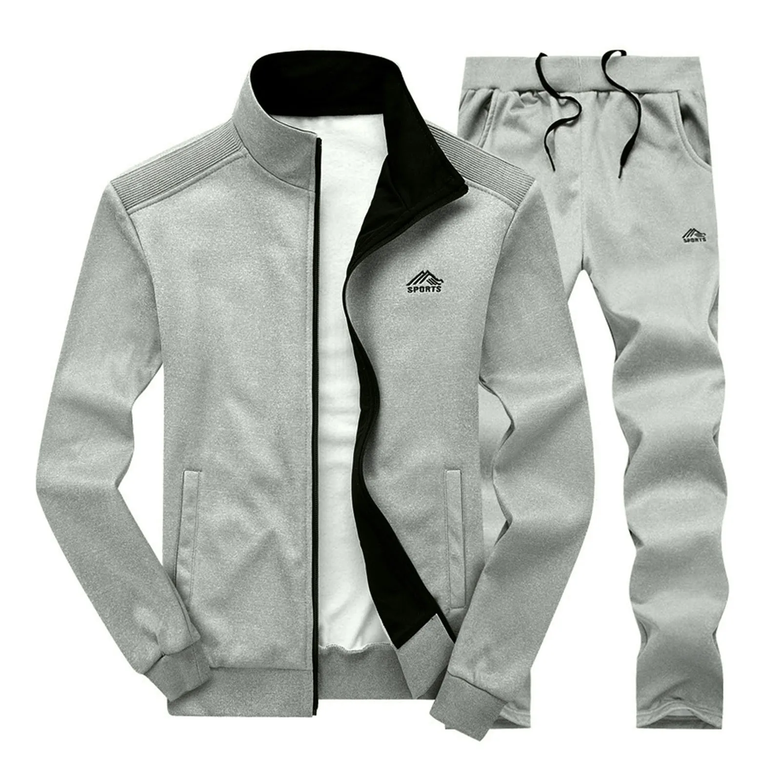 

Спортивный костюм мужской дышащий, пальто на молнии с застежкой и брюки с эластичным поясом, удобный тренировочный костюм для фитнеса