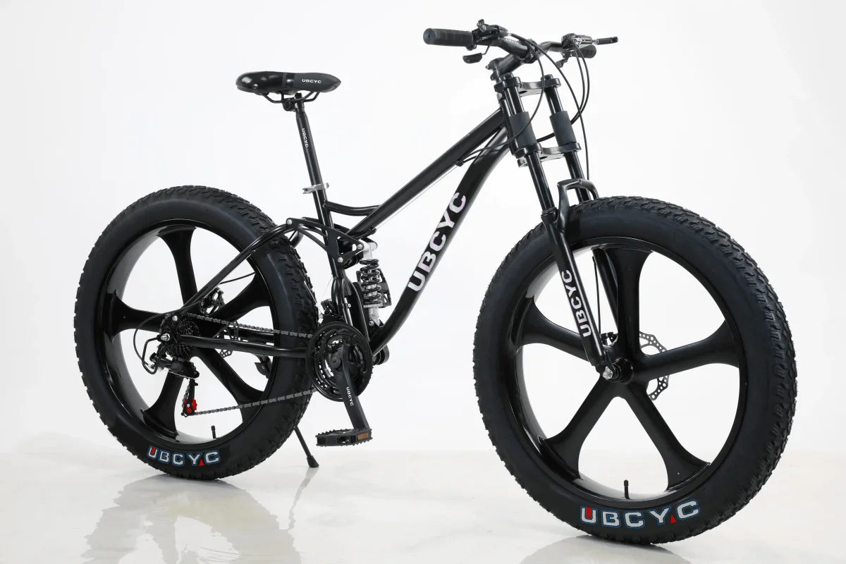 Bicicleta de Montanha com Suspensão Total, 21 Velocidades, 26 Polegadas, Bicicleta de Neve com Pneus Grandes