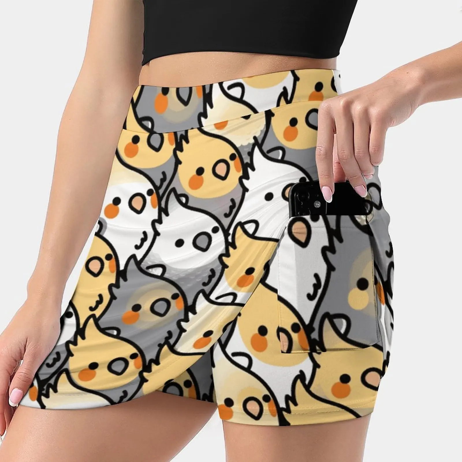 

Chubby Cockatiel Party Women's skirt Mini Skirts A Line Skirt With Hide Pocket Cockatiel Cockatiels Cute Kawaii Birb Birblr