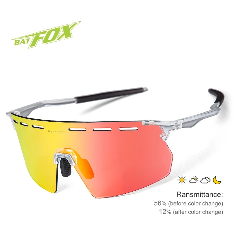 

BATFOX Photochromic Cycling Glasses TR-90 Material Sunglasses for Men Women Road Mountain Bike Cycling Eyewear Bike Accessories