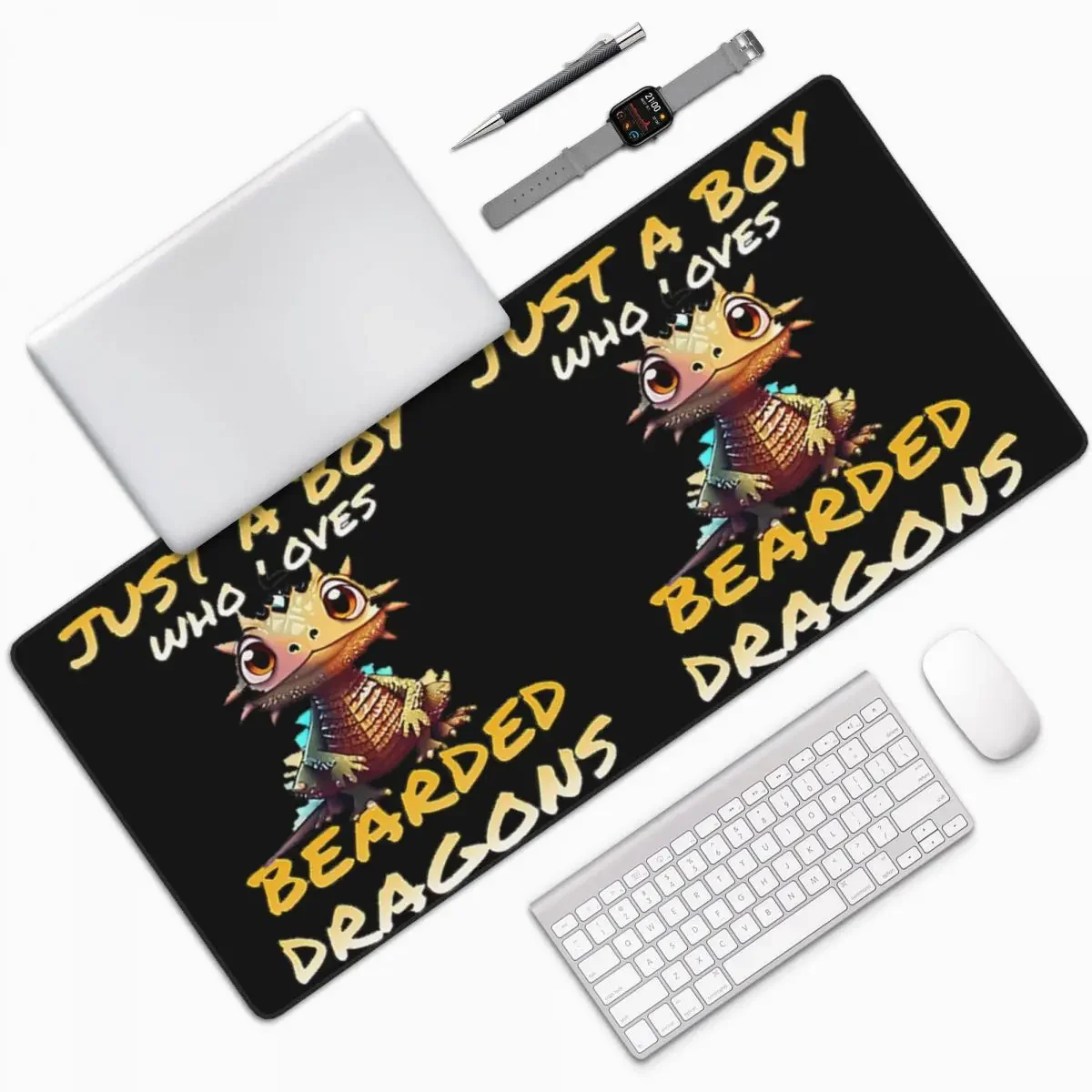 Just A Boy Who Loves Bearded Dragons Large Mouse Pad Computer Keyboard Mouse Mat Gaming PC Laptop Desk Mat Office Table Mats