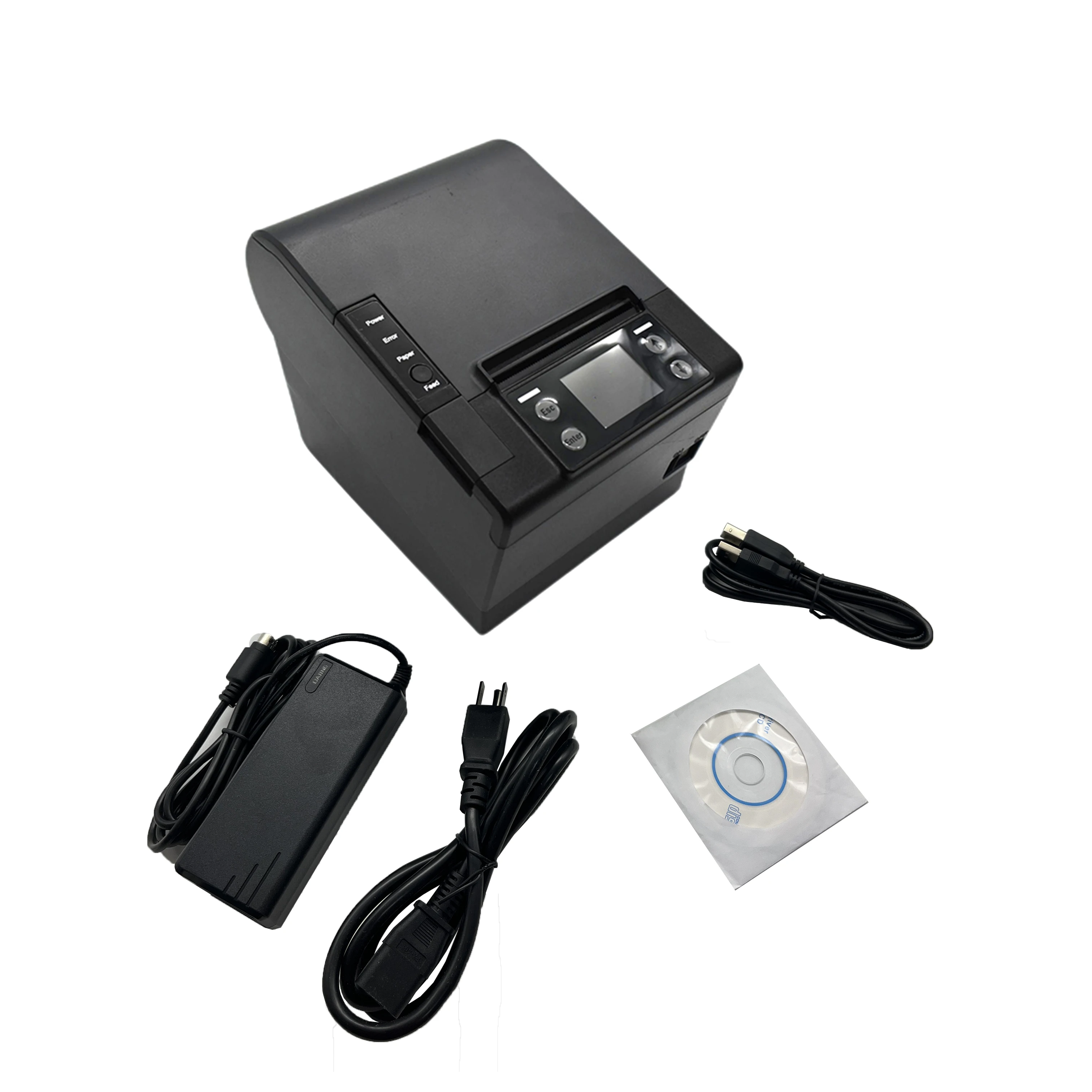 MQTT خادم طابعة الإيصالات الحرارية 80 مللي متر محول الطاقة واي فاي Pos سحابة طابعة شاشة LCD 12 أشهر 250 مللي متر/ثانية