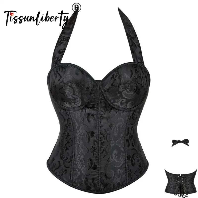 

Gothic Bustiers Halter Women's Tight Corset Mujer Vintage Sexy Underwear Waist Trainer Slimming Body Shapewear Tops Steampunk