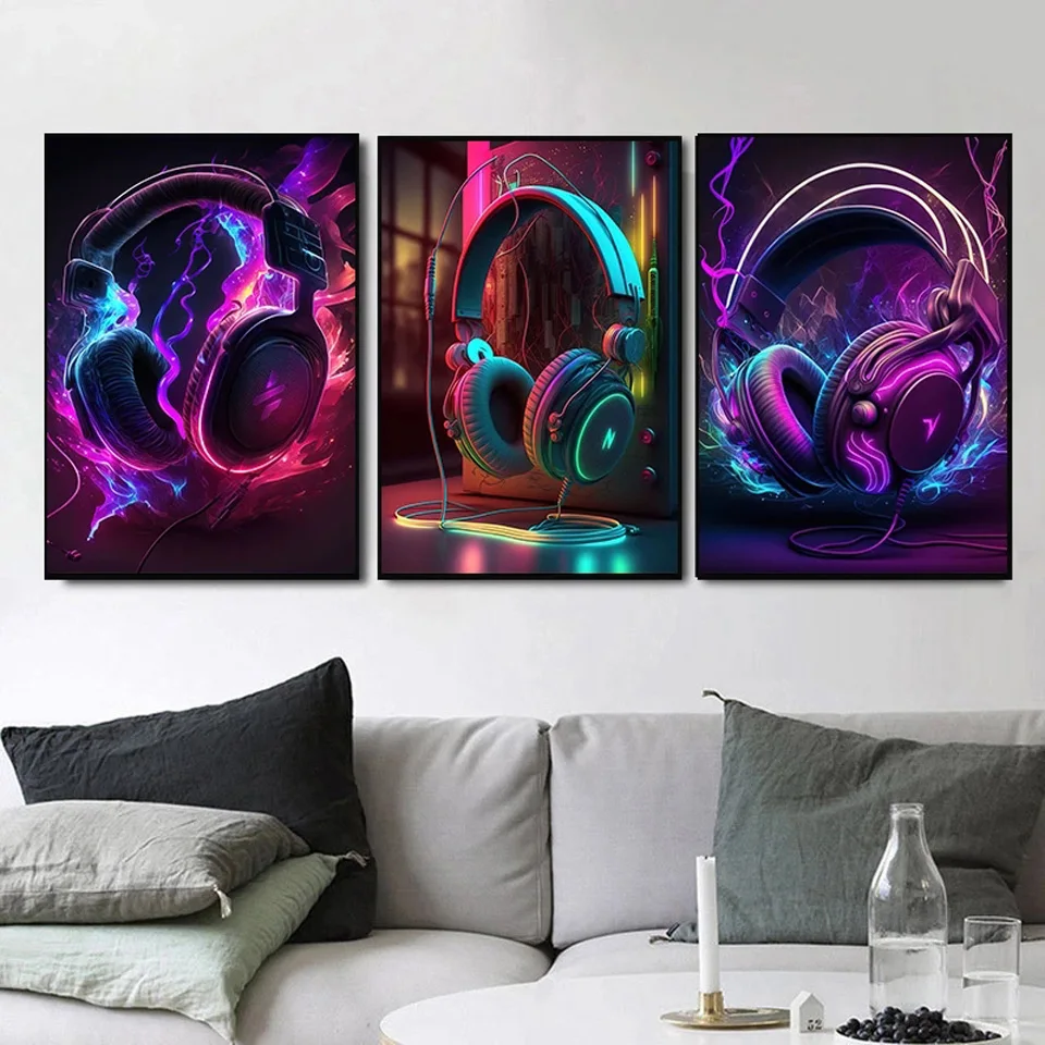 Music Neon Punk Diamond Painting Dj Guitar Karaoke Headphones Embroidery Square/Round Diy Full Diamond Mosaic Cross Stitch Art