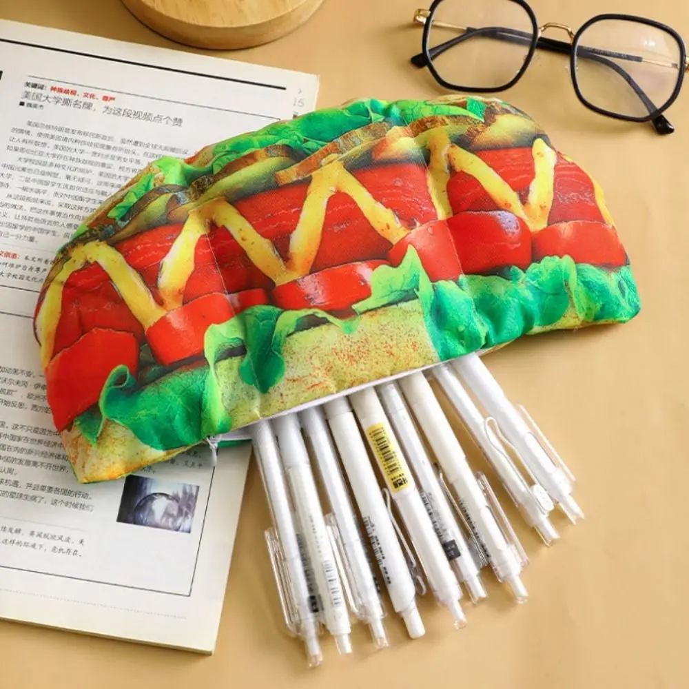 Storage Pouch Creative Fish Shape Pen Bag Cute Design Funny Pizza Pencil Case Novetly Simulated Fish Stationery Storage Bag Kids