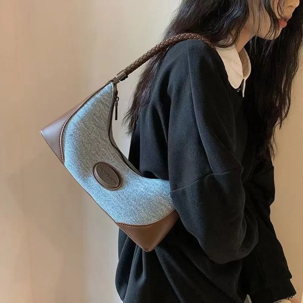 

Trend Spicy Girl Retro Denim Armpit Bag Y2K Color Matching Underarm Shoulder Bag Korean Style Luxury Crescent Bags Shopping
