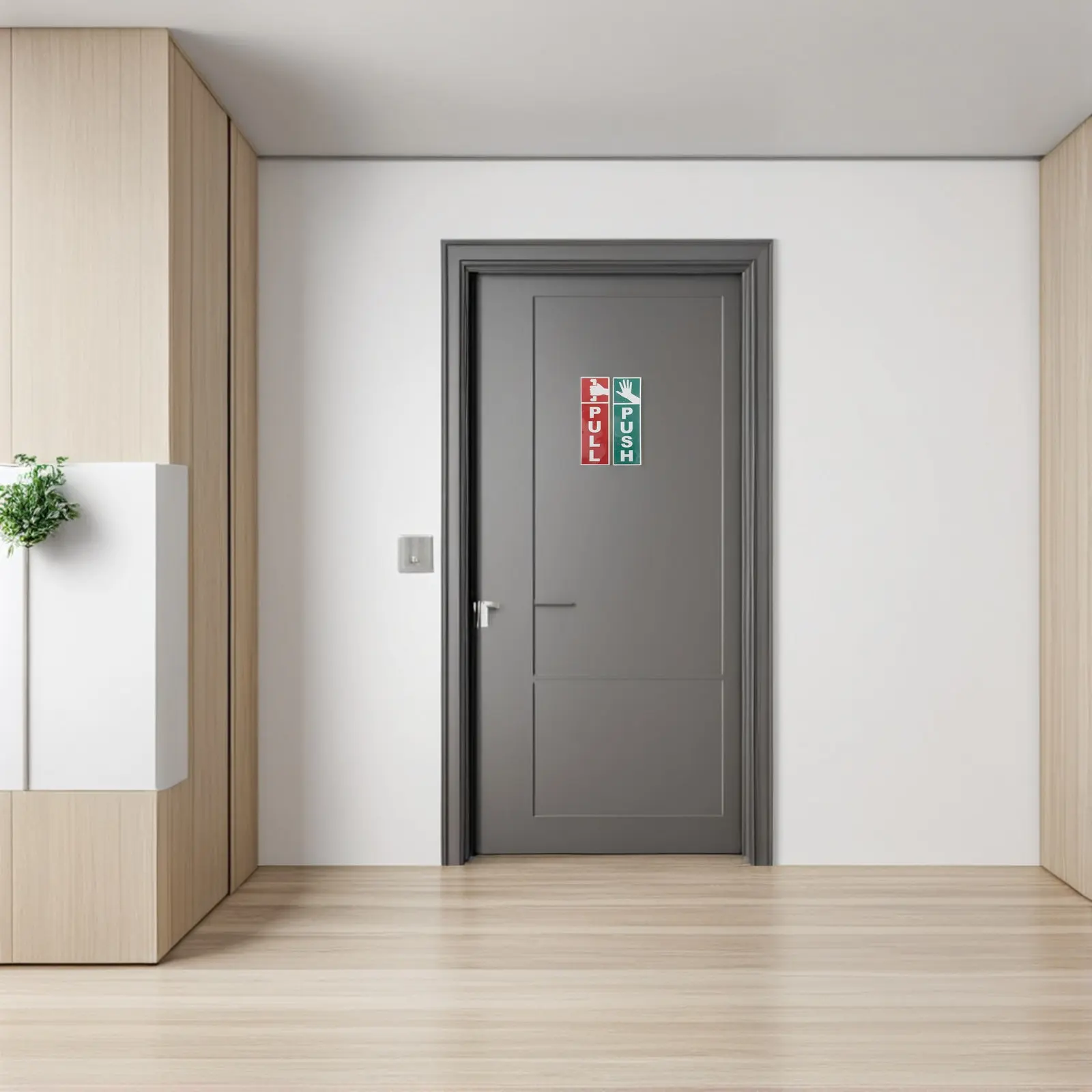 10Pcs Push Pull Door Sign Stickers Self-Adhesive Vinyl Clear Push Pull Labels for Glass Doors Red Green Door Decals Shop Office