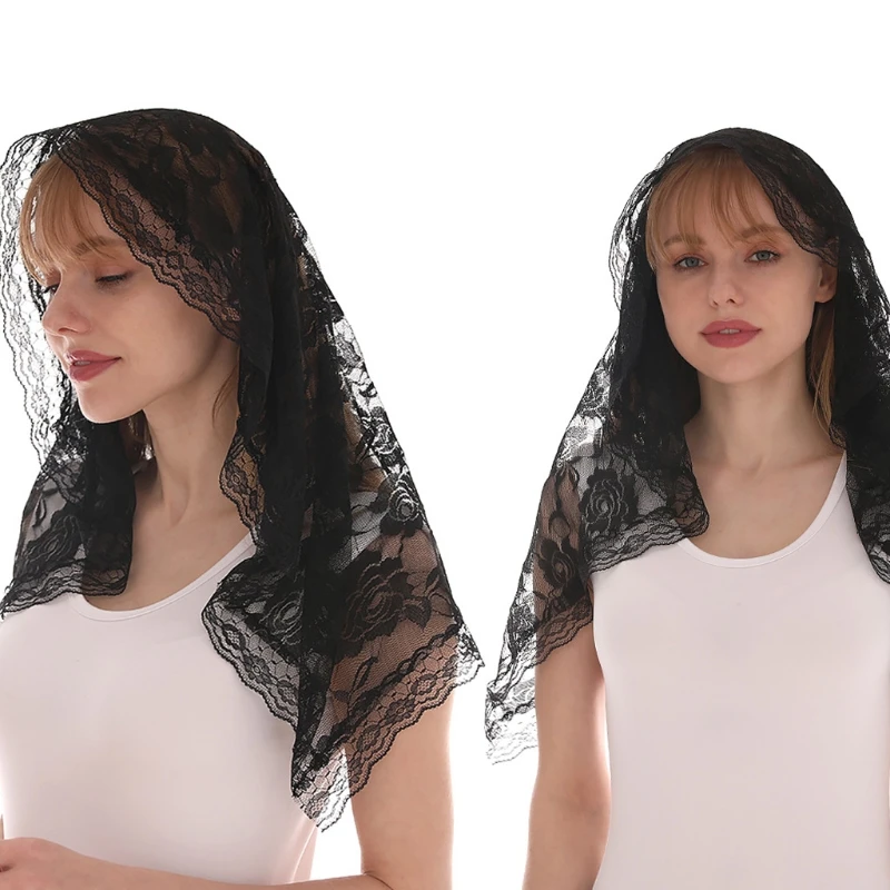 Floral Lace Veils for Head Covering Latin Mass Mantilla Veils Short Scarf for Br Dropshipping