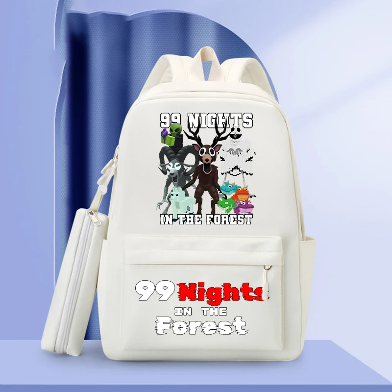 حقيبة مدرسية 99 ليلاً في الغابة، سعة كبيرة، محمولة للطلاب، حقيبة ظهر مقاومة للماء، أنماط الرسوم المتحركة، هدية عيد ميلاد #6