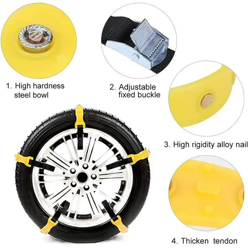 

LINGXUN Car Motorcycle Snow Chains Car Winter Wheel Chain Off Road Anti-skid Tire Chain Winter None Slip Snow Band Chains，10PCS