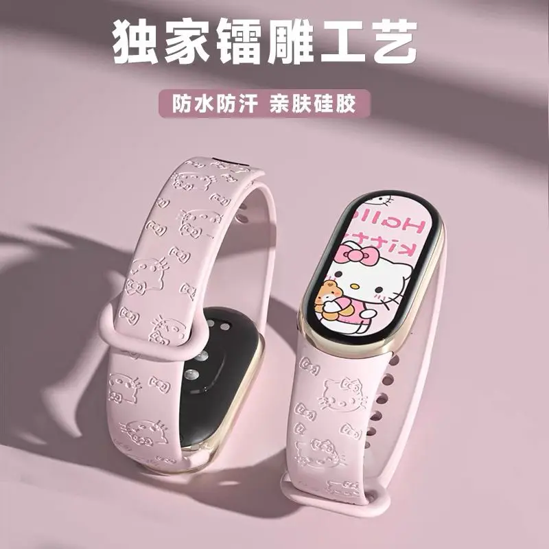 

New Sanrio Hello Kitty Smart Bracelet Multifunctional Sports Watch Pedometer Vibration Alarm Clock Sleep Monitoring Couple Gift