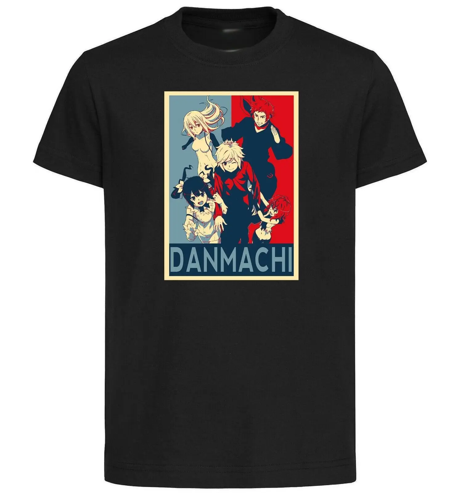 Black T-Shirt - Danmachi Propaganda - Characters-