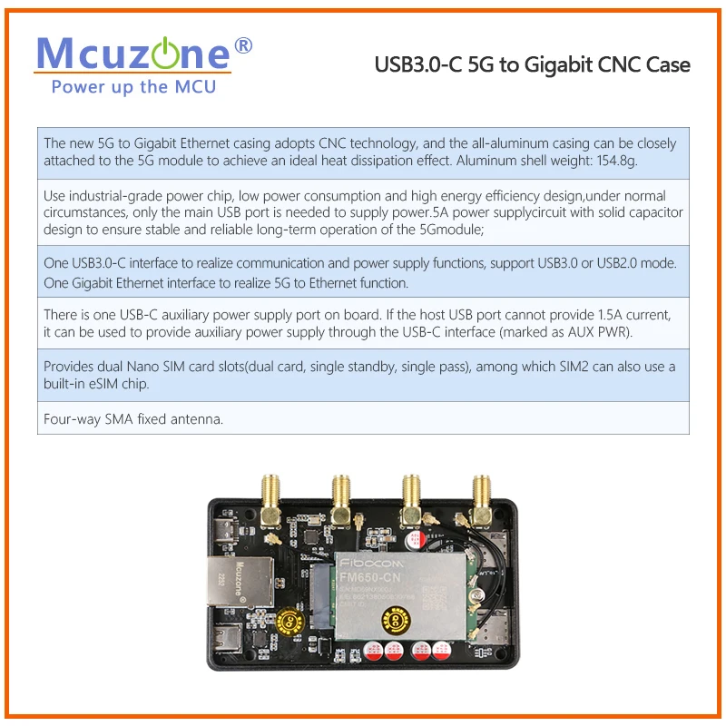 (model:MR5110C)USB3.0-C 5G to Gigabit Ethernet,CNC Case, driver free, X86, R5S,RM500U RM500Q FM650, Ubuntu, Mac OS