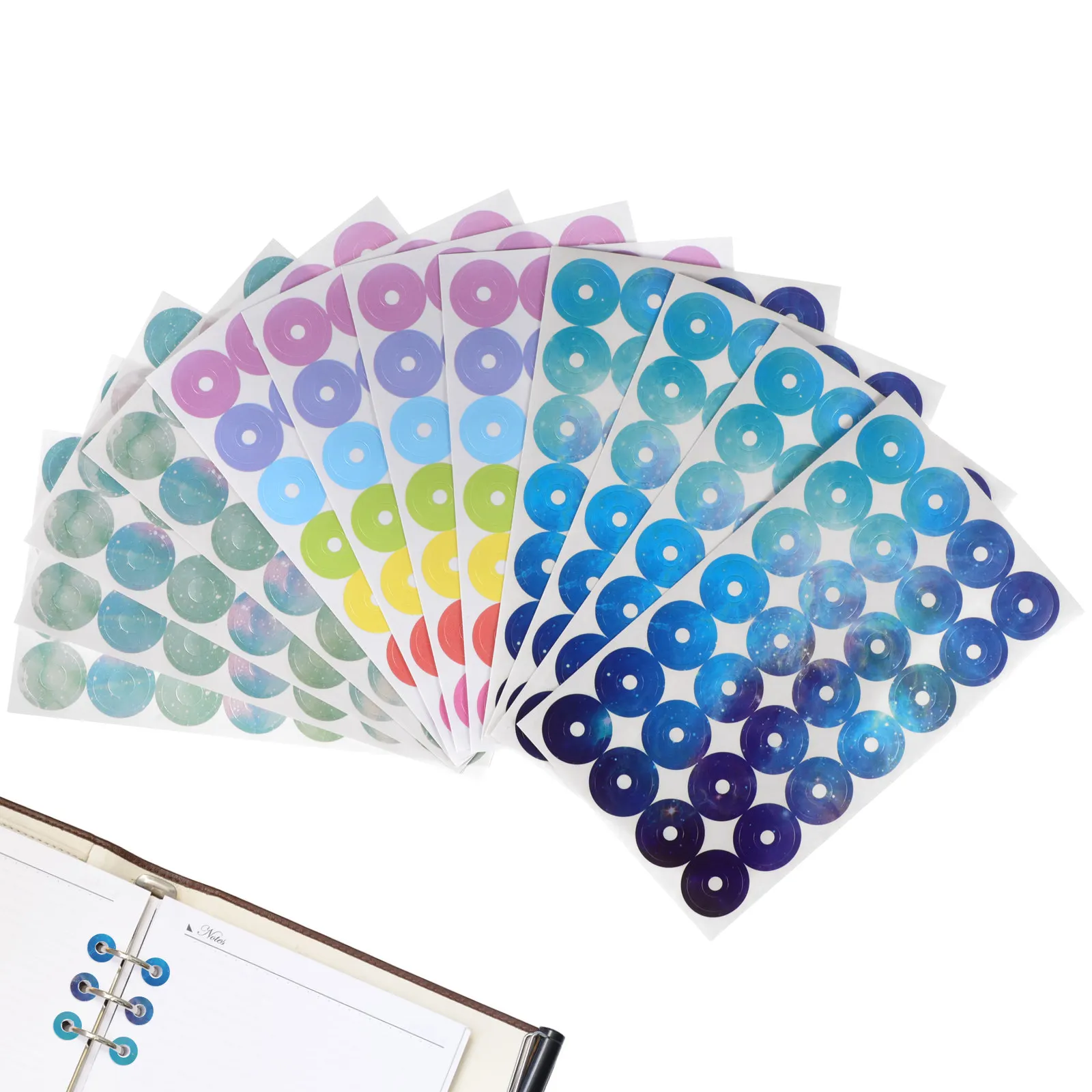 

12 Sheets Hole Punch Protector Stickers Reinforcement Circles Tear Resistant Adhesive Labels for Loose Leaf Paper Notebooks