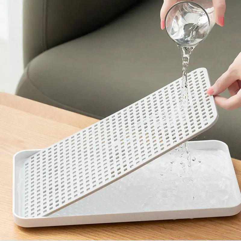 Cup Storage Tray Double Layer Dish Drainer Fruit Vegetable Water Drain Racks Kitchen Storage Washing Drying Rack Serving Plate